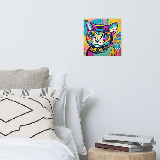 Phschedelic Cat Meow Face Metal Print. Art - Faces Of Meow