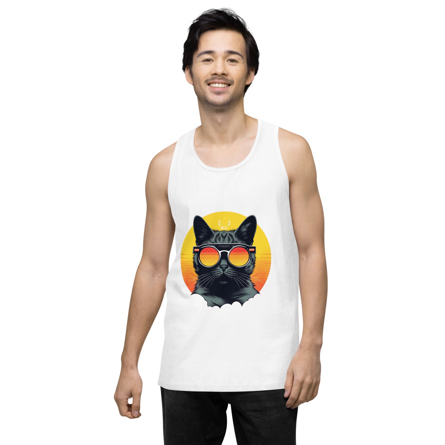 Cool Cat “Cali Sunset” Men’s premium tank top - Faces Of Meow