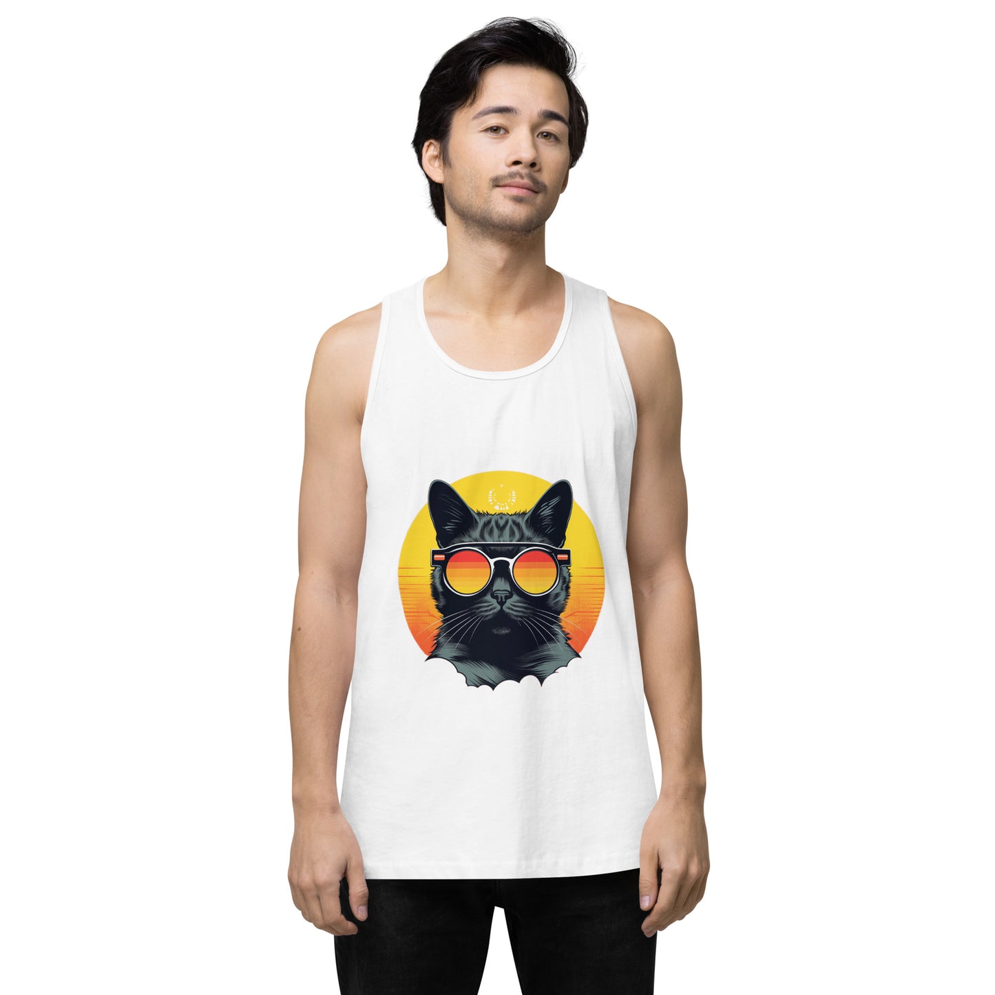 Cool Cat “Cali Sunset” Men’s premium tank top - Faces Of Meow