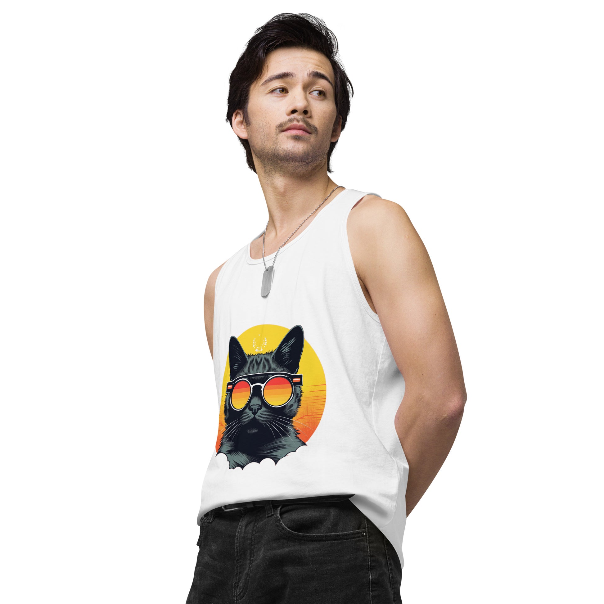 Cool Cat “Cali Sunset” Men’s premium tank top - Faces Of Meow