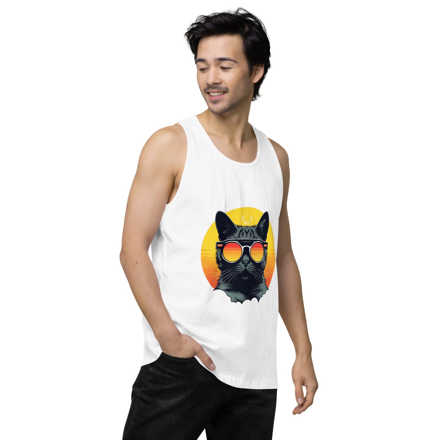 Cool Cat “Cali Sunset” Men’s premium tank top - Faces Of Meow