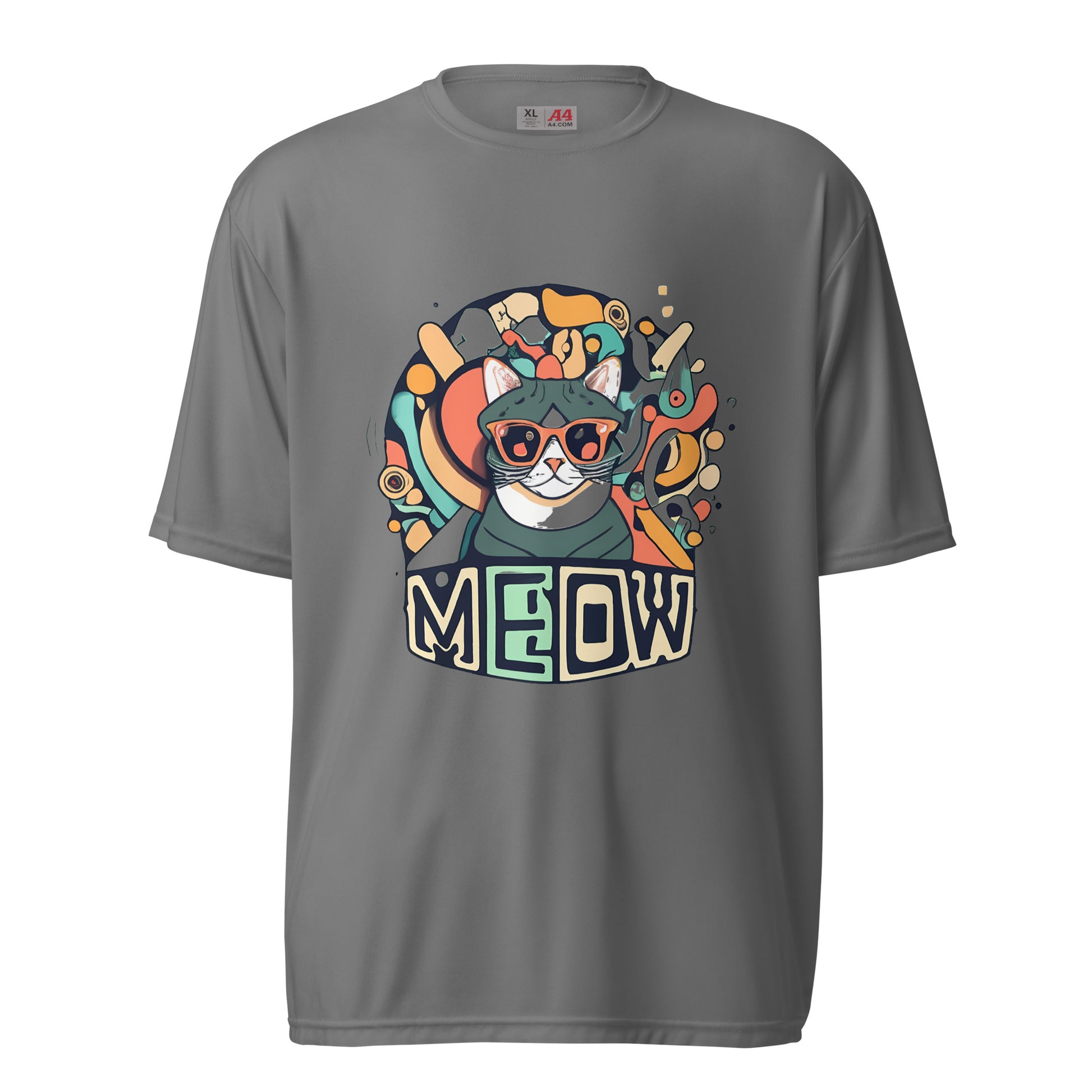 Meow Face Psych Art Unisex performance crew neck t-shirt - Faces Of Meow