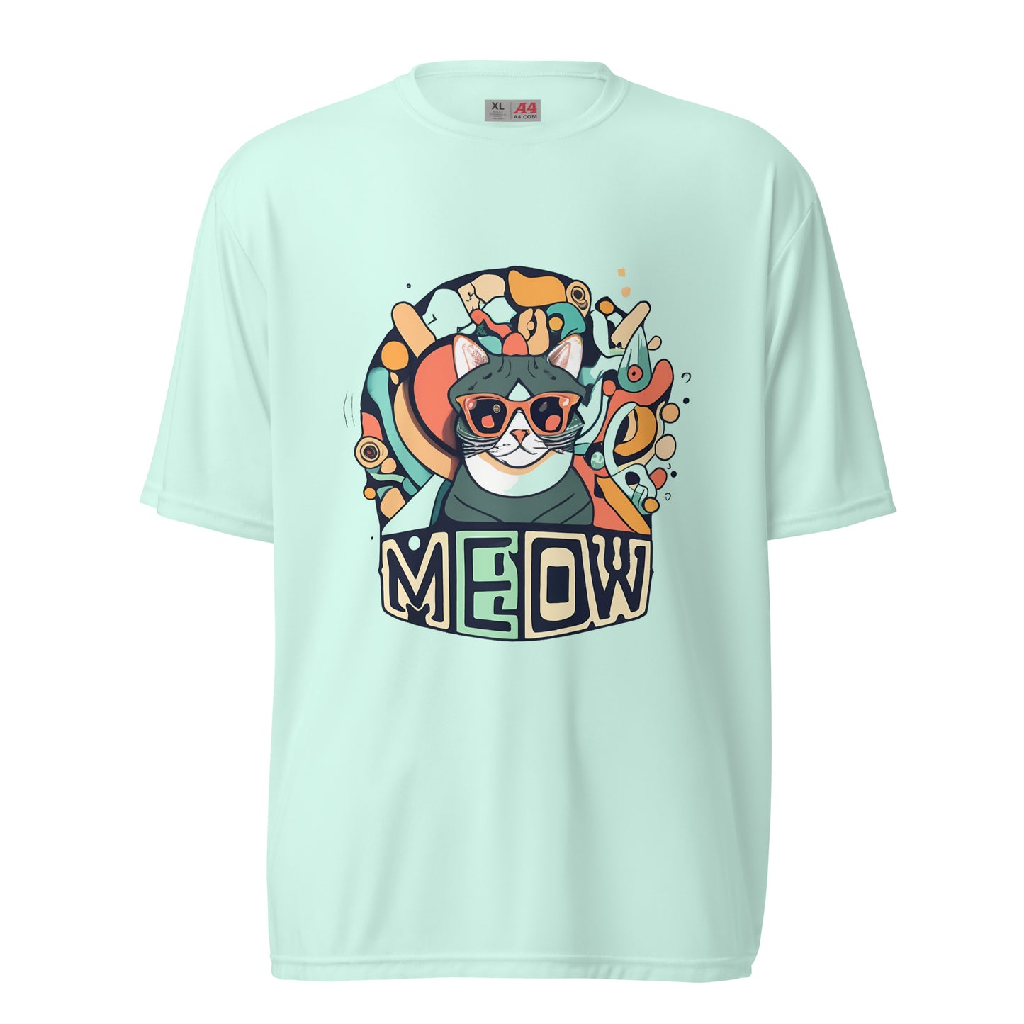 Meow Face Psych Art Unisex performance crew neck t-shirt - Faces Of Meow