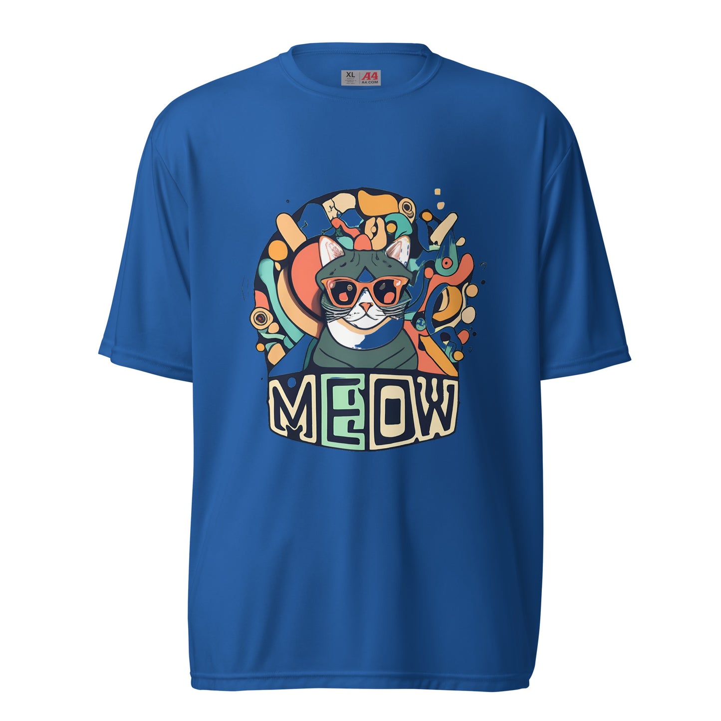 Meow Face Psych Art Unisex performance crew neck t-shirt - Faces Of Meow