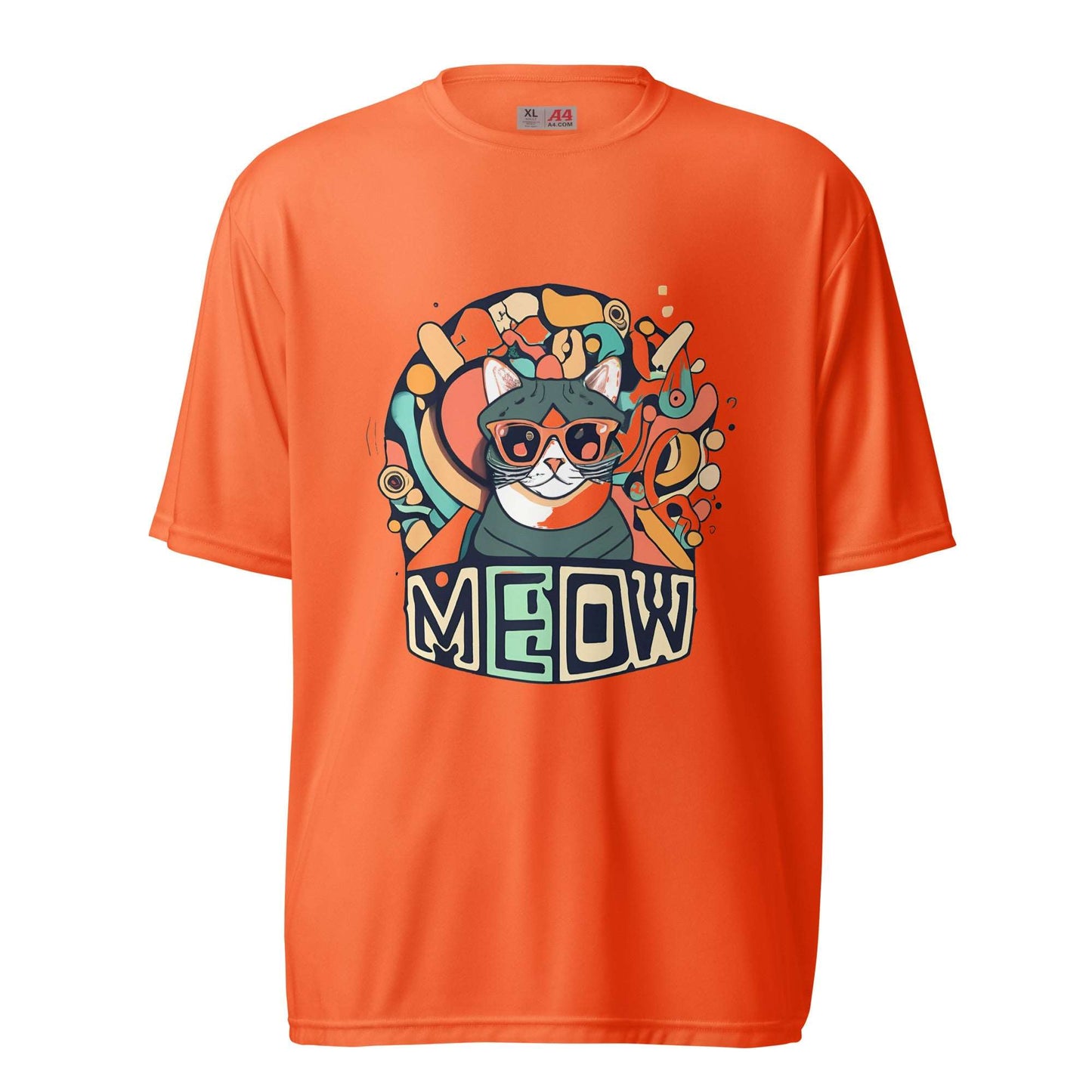 Meow Face Psych Art Unisex performance crew neck t-shirt - Faces Of Meow