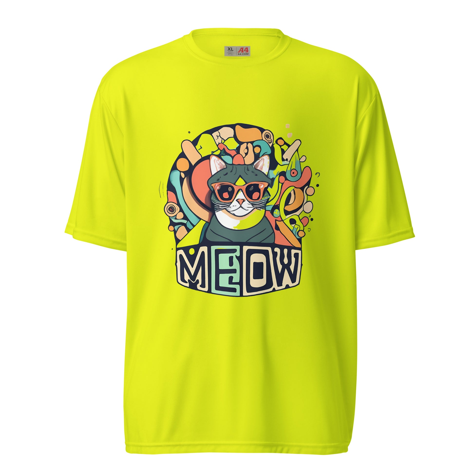 Meow Face Psych Art Unisex performance crew neck t-shirt - Faces Of Meow