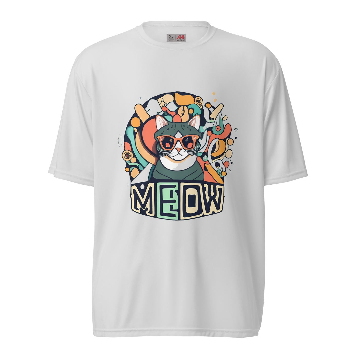 Meow Face Psych Art Unisex performance crew neck t-shirt - Faces Of Meow