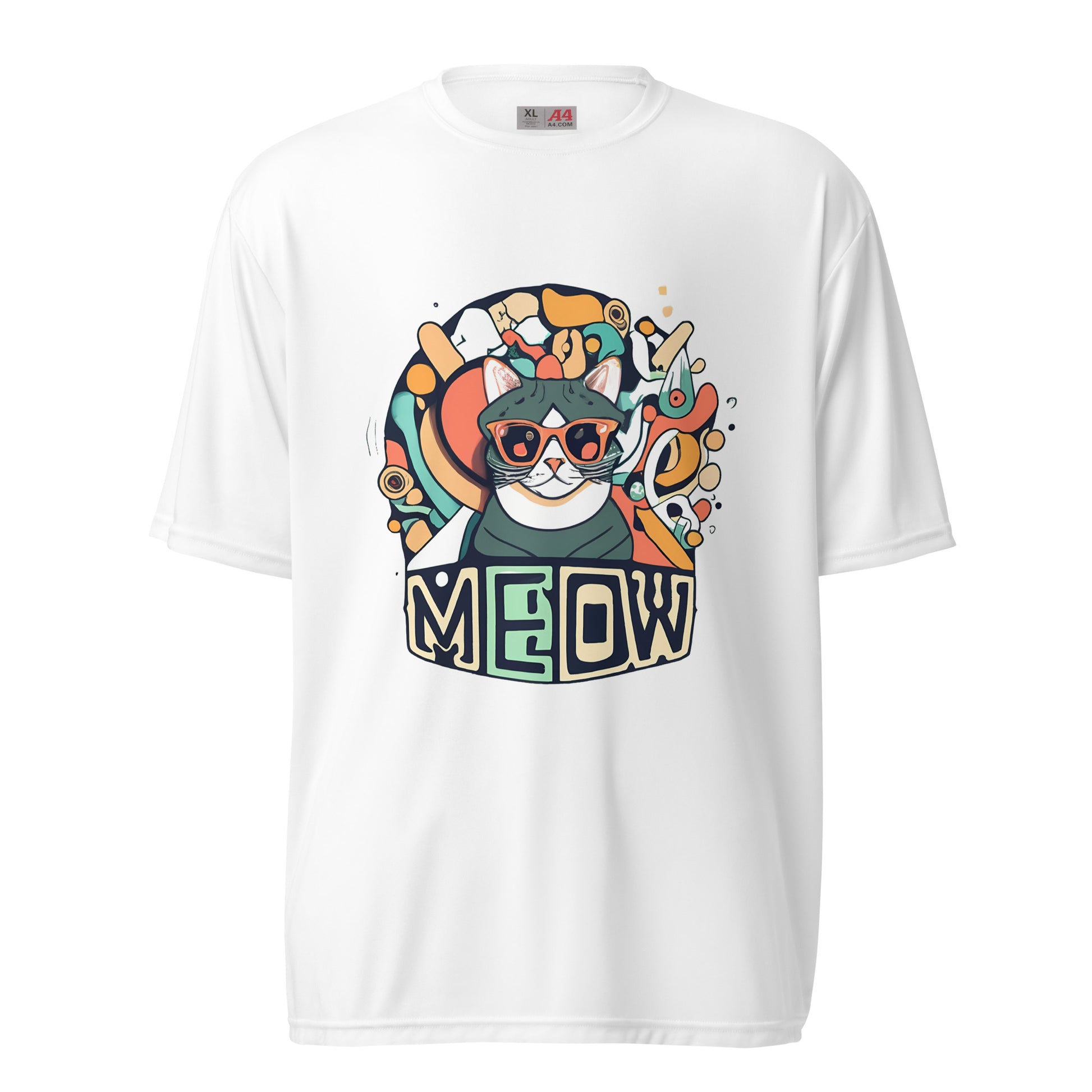 Meow Face Psych Art Unisex performance crew neck t-shirt - Faces Of Meow