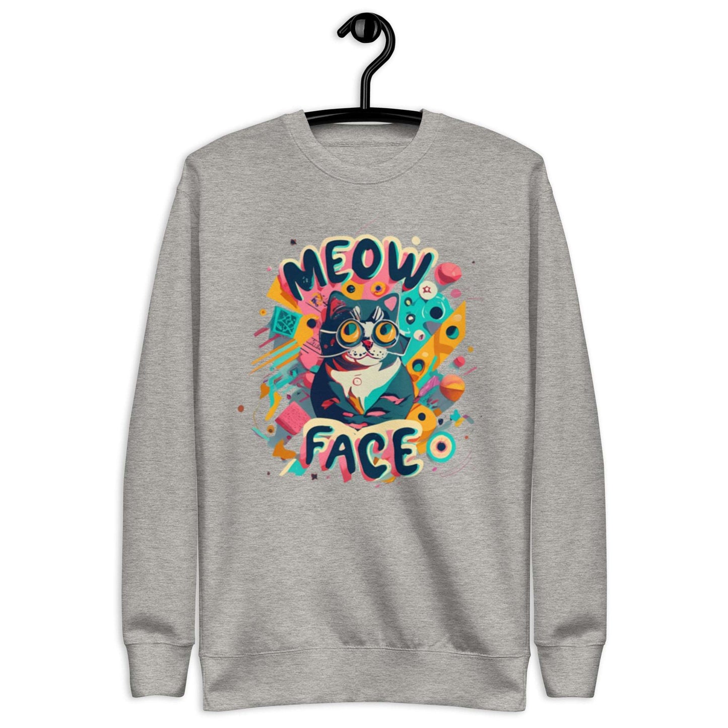 Meow Face Nerd Cat Unisex Premium Sweatshirt - Faces Of Meow