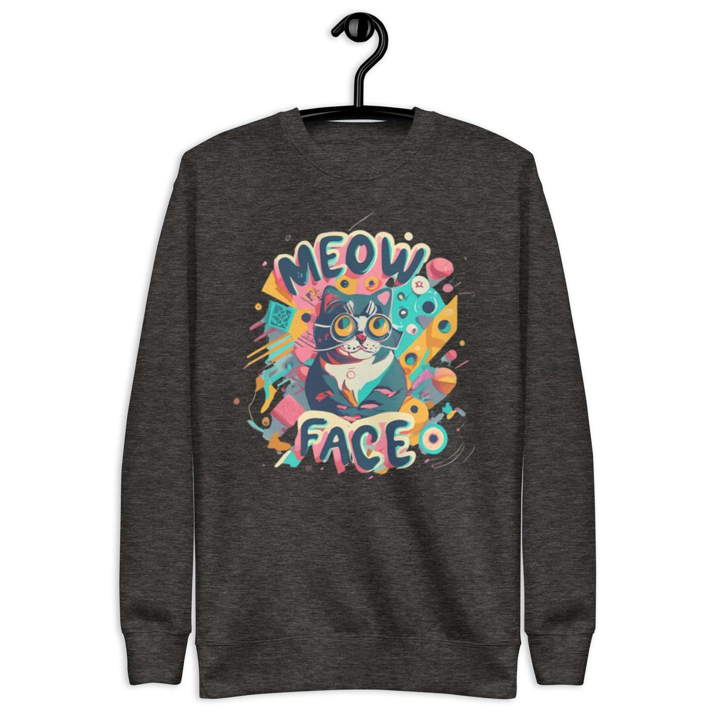 Meow Face Nerd Cat Unisex Premium Sweatshirt - Faces Of Meow