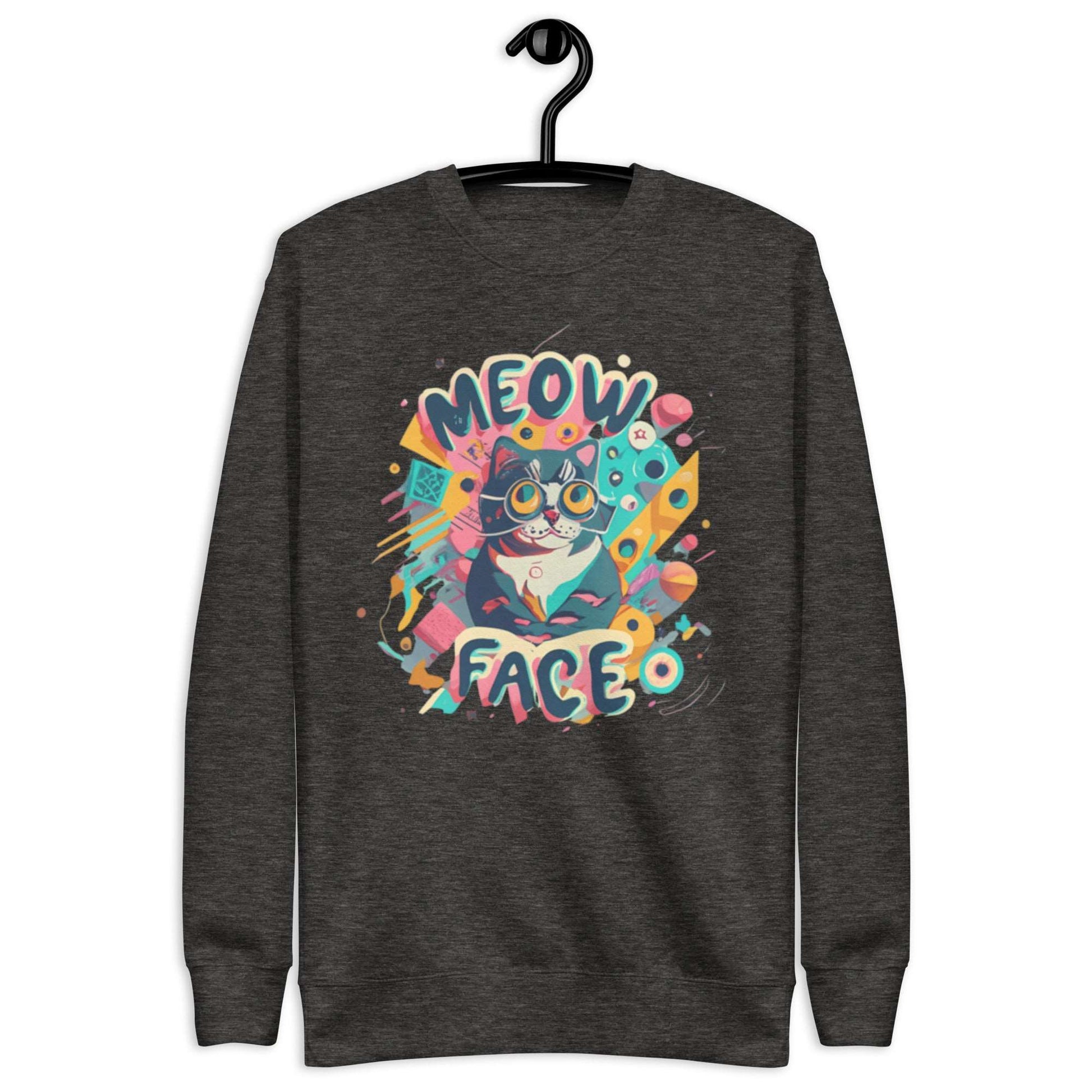 Meow Face Nerd Cat Unisex Premium Sweatshirt - Faces Of Meow