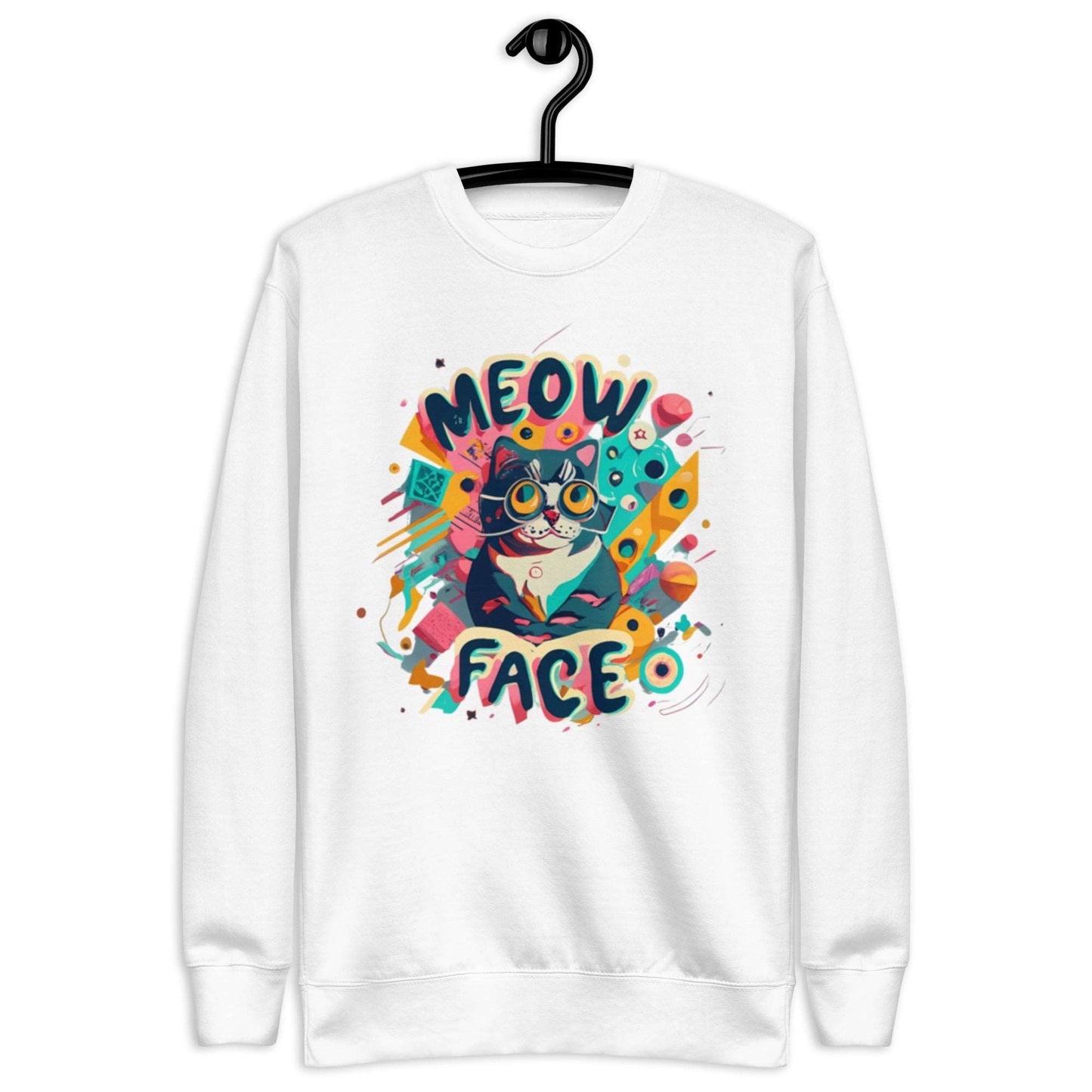 Meow Face Nerd Cat Unisex Premium Sweatshirt - Faces Of Meow