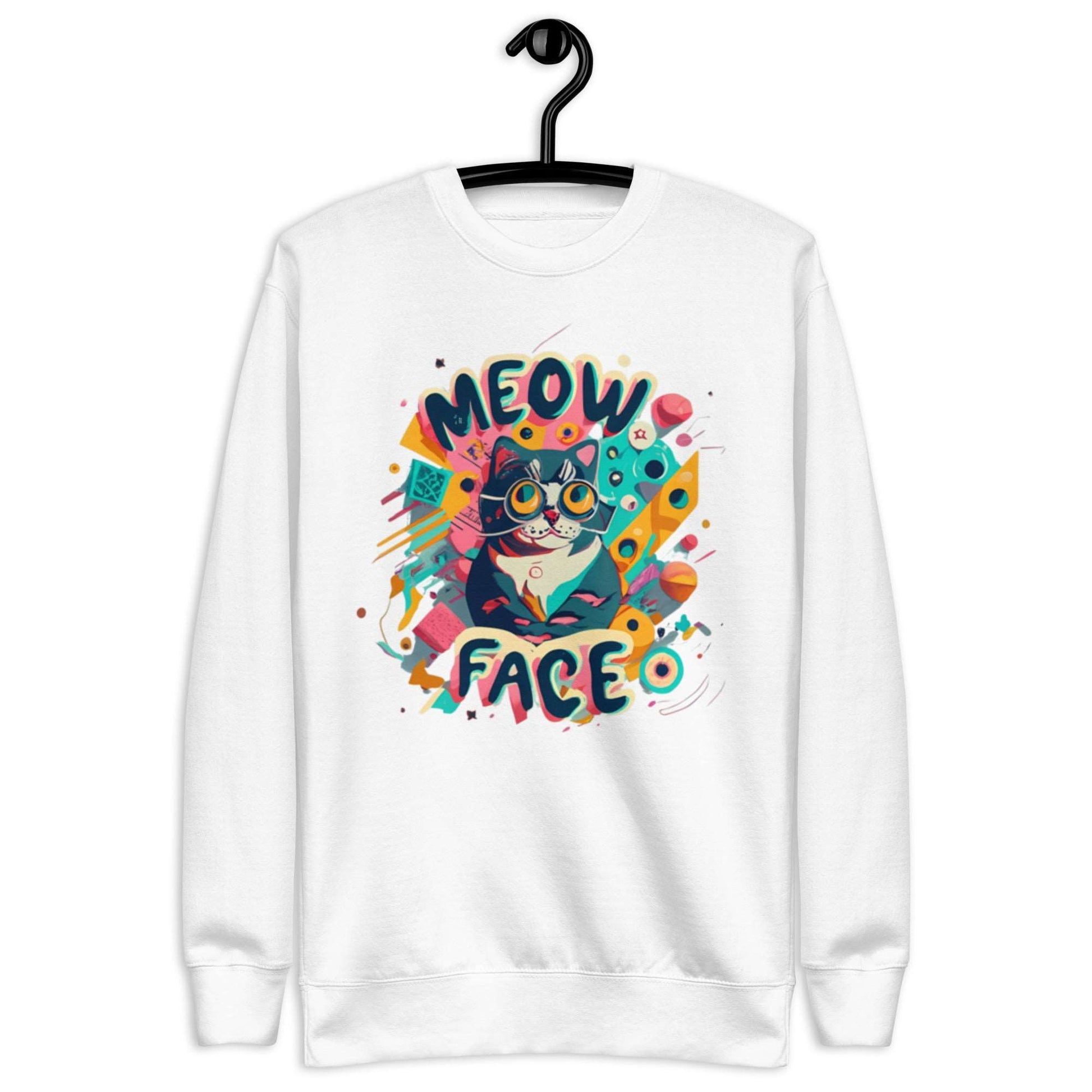 Meow Face Nerd Cat Unisex Premium Sweatshirt - Faces Of Meow