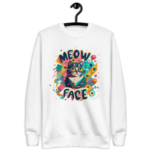 Meow Face Nerd Cat Unisex Premium Sweatshirt - Faces Of Meow