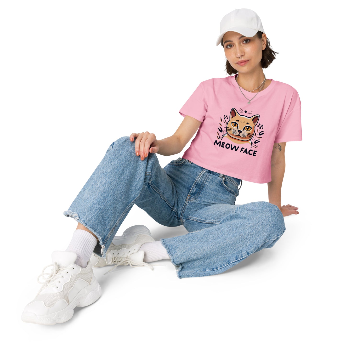 Basic Meow Face Women’s crop top - Faces Of Meow