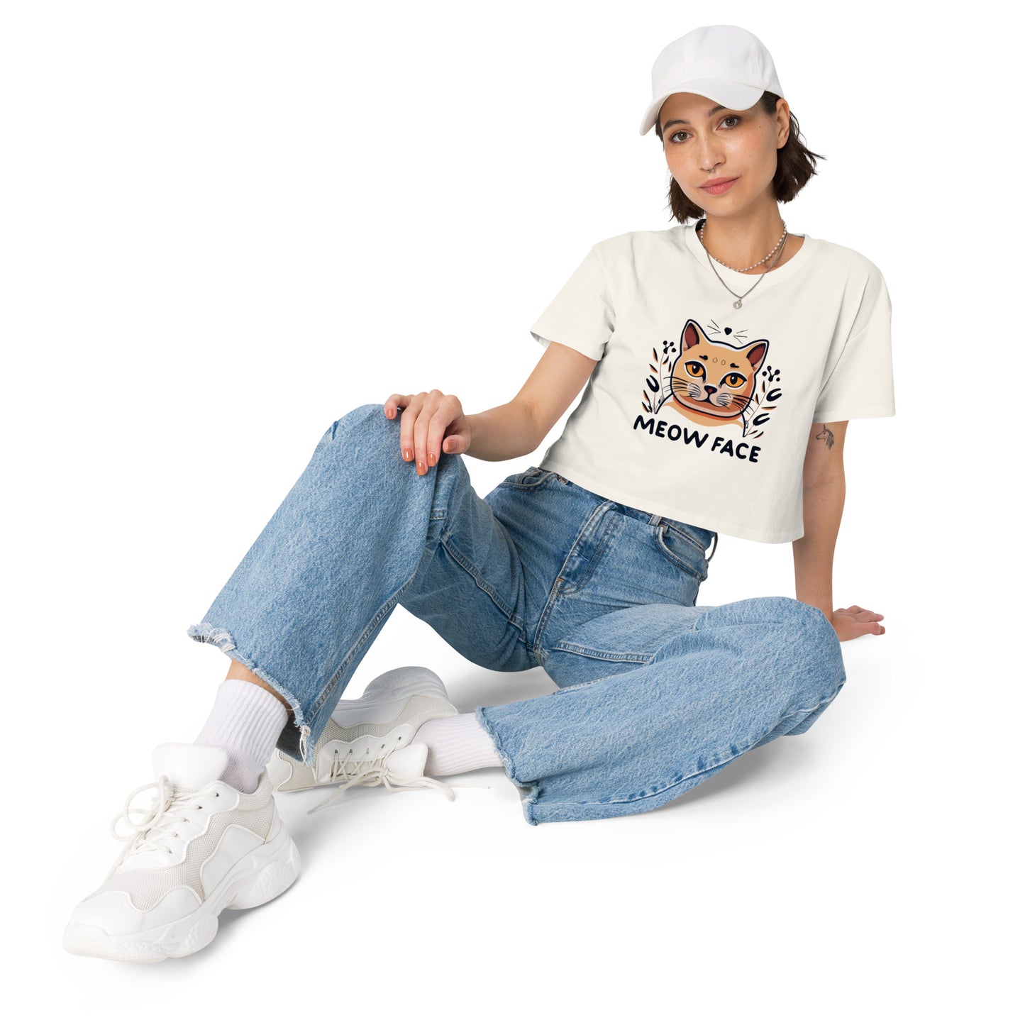 Basic Meow Face Women’s crop top - Faces Of Meow