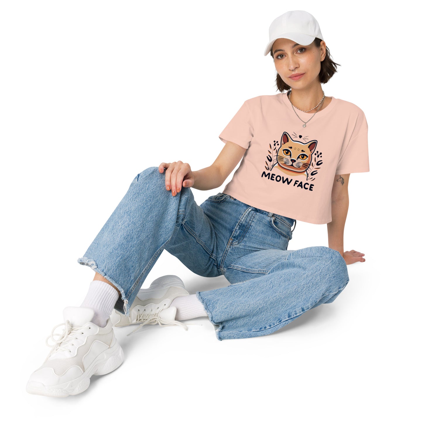 Basic Meow Face Women’s crop top - Faces Of Meow