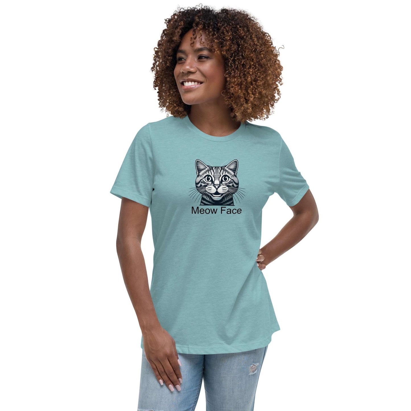 Meow Face ‘Tabby Cat’ Women's Relaxed T-Shirt - Faces Of Meow