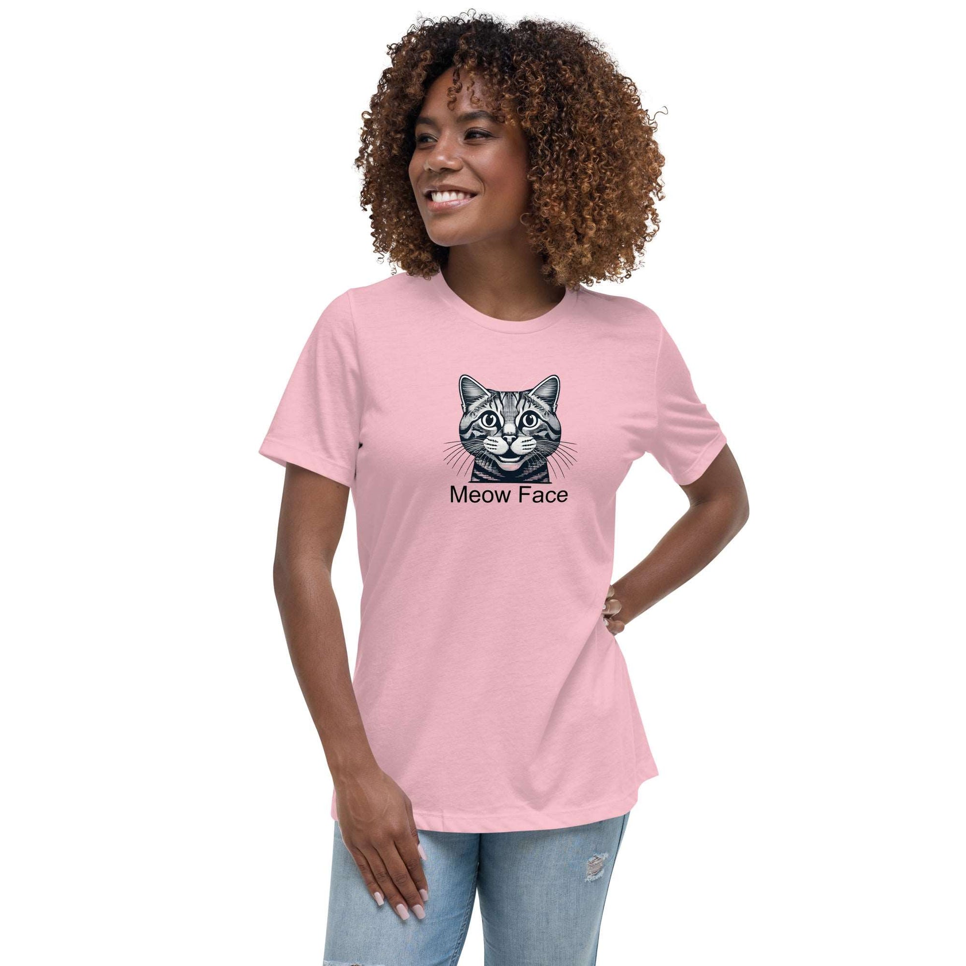 Meow Face ‘Tabby Cat’ Women's Relaxed T-Shirt - Faces Of Meow