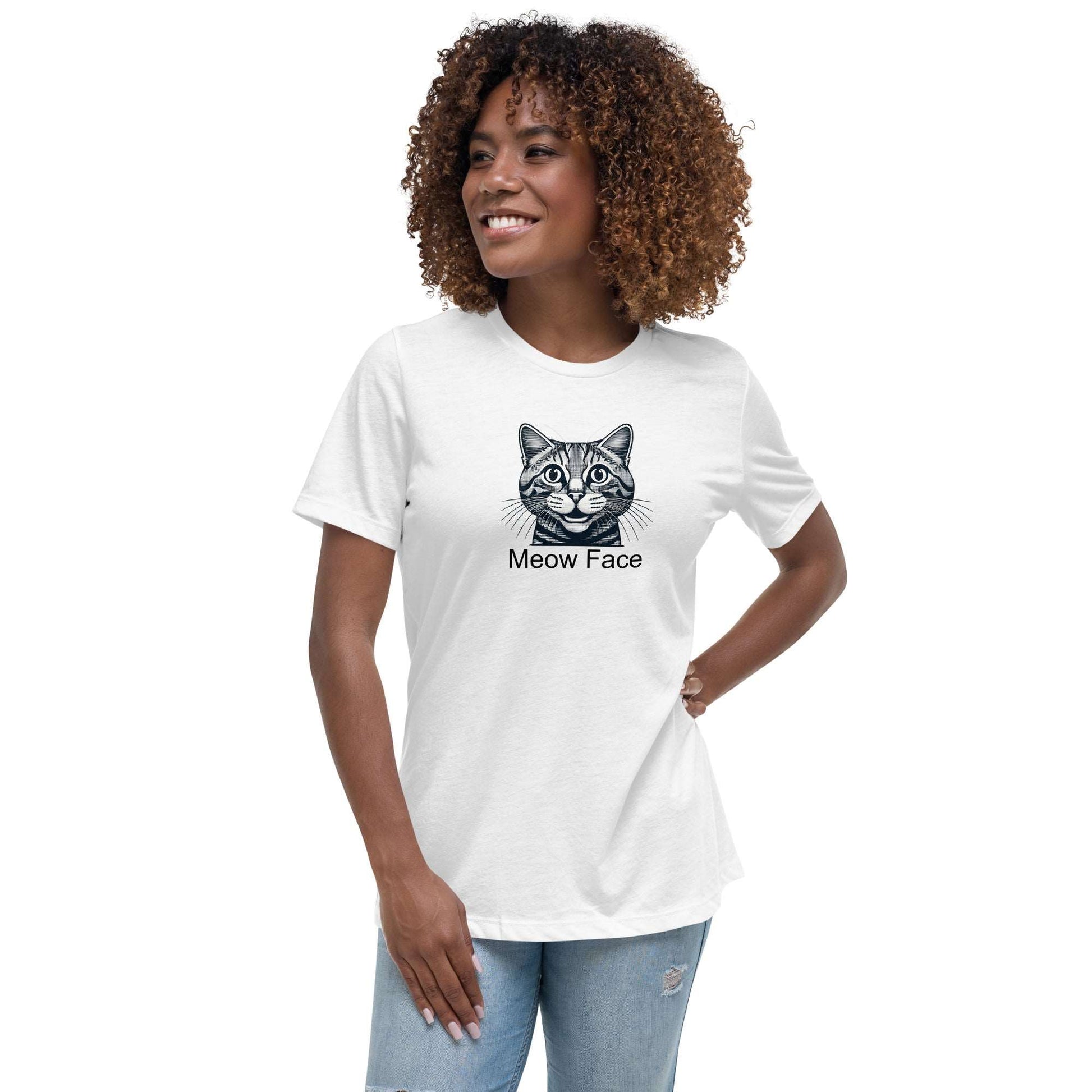 Meow Face ‘Tabby Cat’ Women's Relaxed T-Shirt - Faces Of Meow