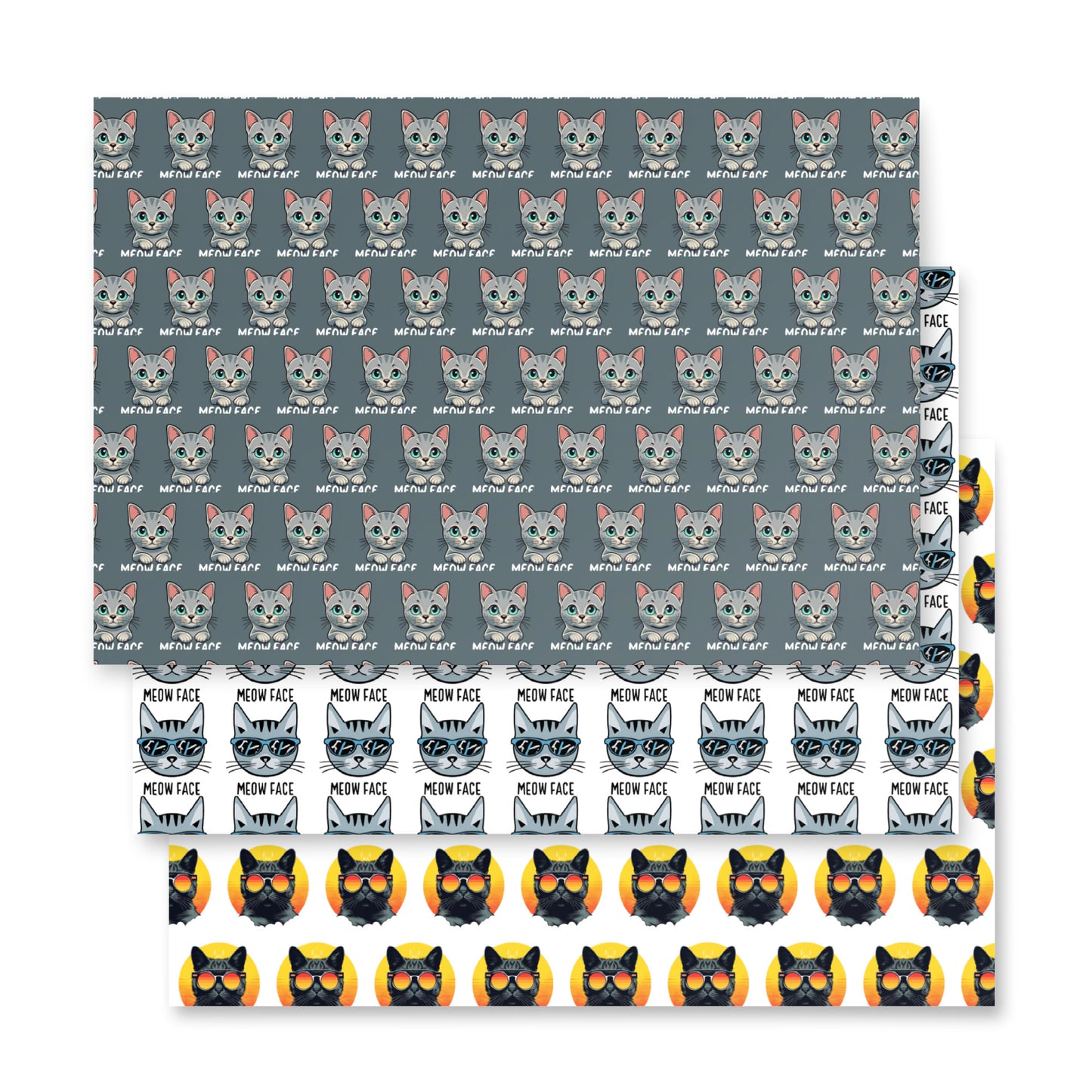 Limited Run!  Faces Of Meow 1st edition Meow Face Wrapping paper sheets - Faces Of Meow